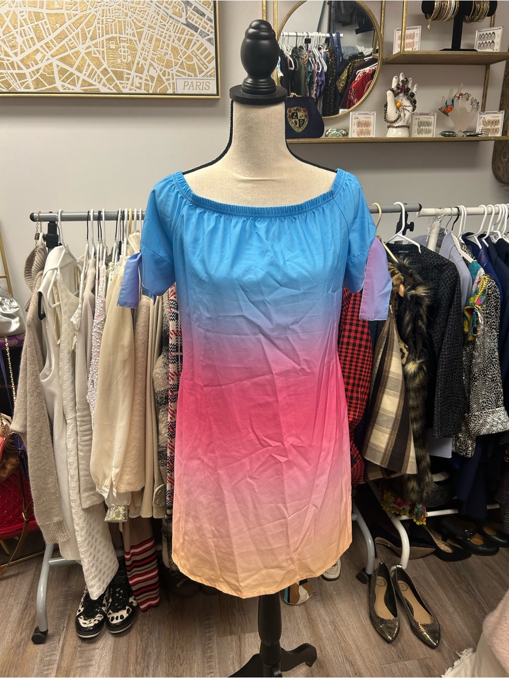 Rainbow dress with tie sleeves